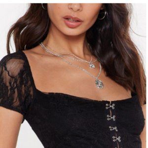 Nasty Gal Hook & Eye Lace Crop Top in Black, 2 NWT
